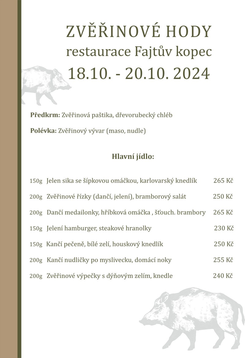 Zvěřinové hody 2024 jídelní lístek